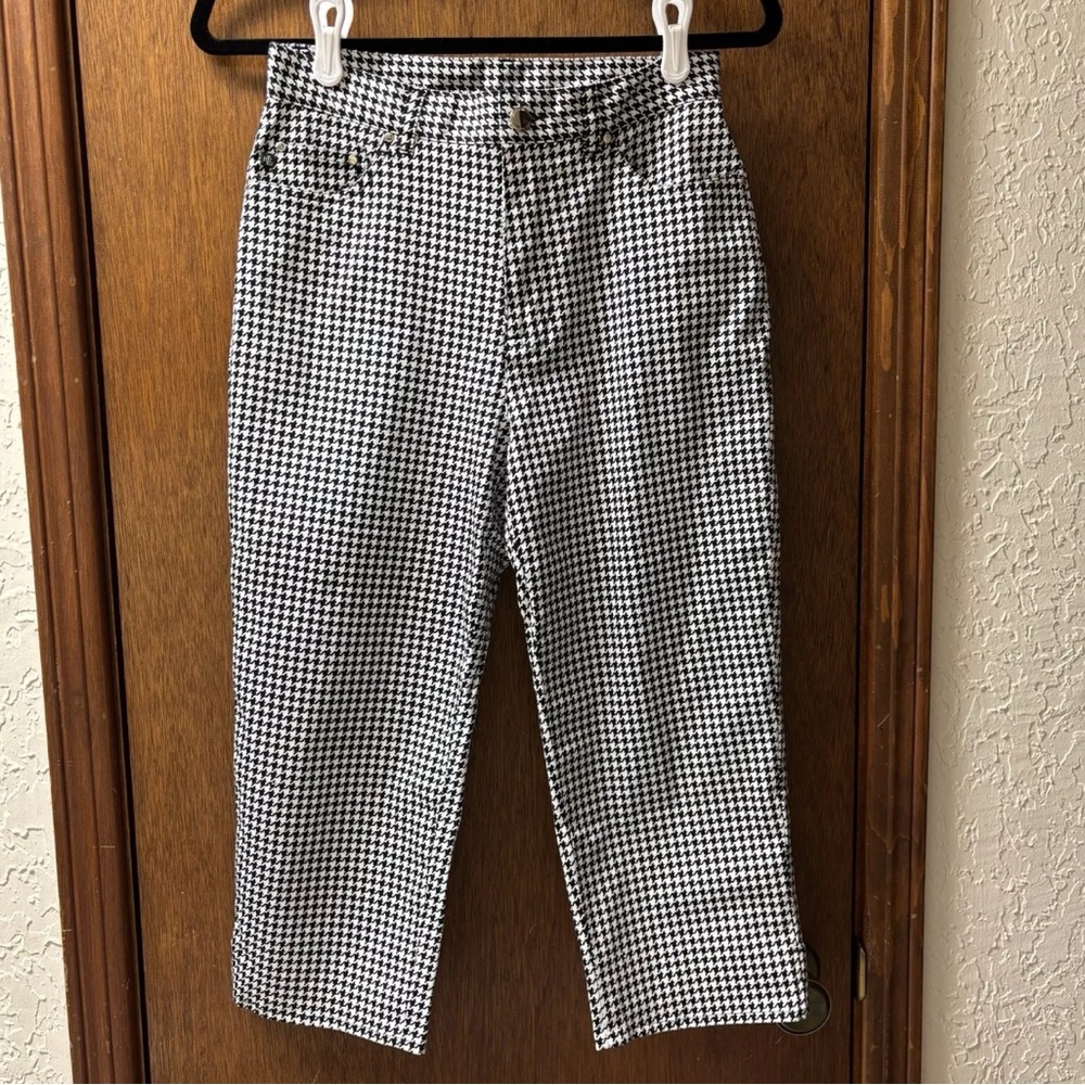 NWOT LAUREN Ralph Lauren Houndstooth Stretch Capris Cropped Pants SIZE 8P